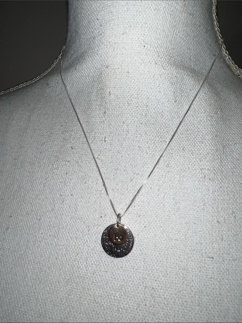 LARocks Mixed Metal 'Be' Pendant Necklace - Sterling Silver & Rose Gold